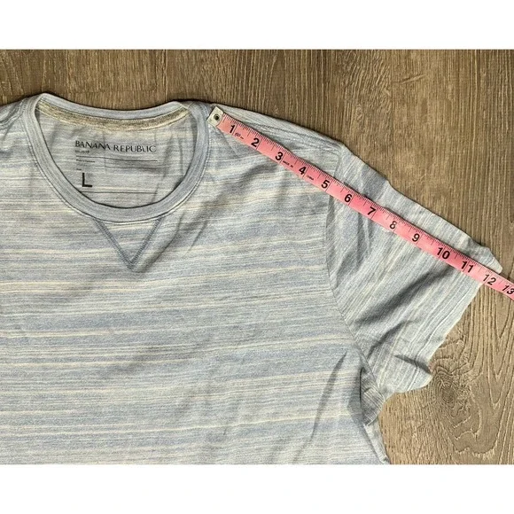 Banana Republic Shirt Men's Large Sky Blue Tri Blend Tee Solid Crew Neck T-Shirt - Picture 5 of 8